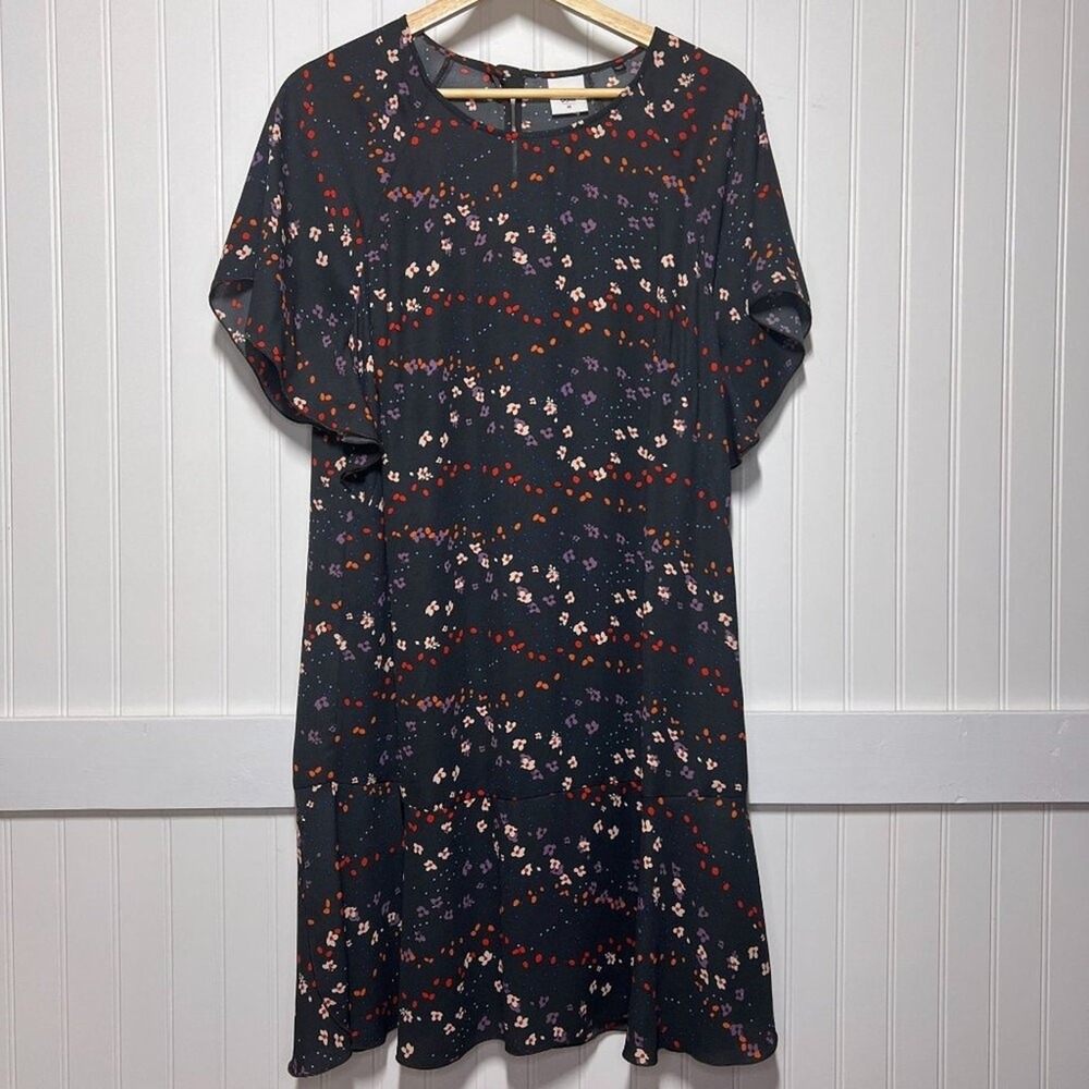 Cabi Shift Dress Fairy Whimsigoth Witch Floral Muse Chiffon Short Flutter Sleeve